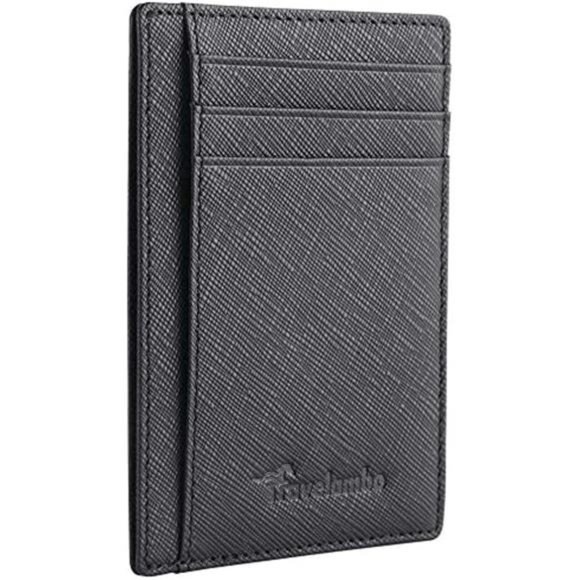 Mens Front Pocket Minimalist Leather Slim Wallet RFID Blocking Medium Size - Picture 4 of 4